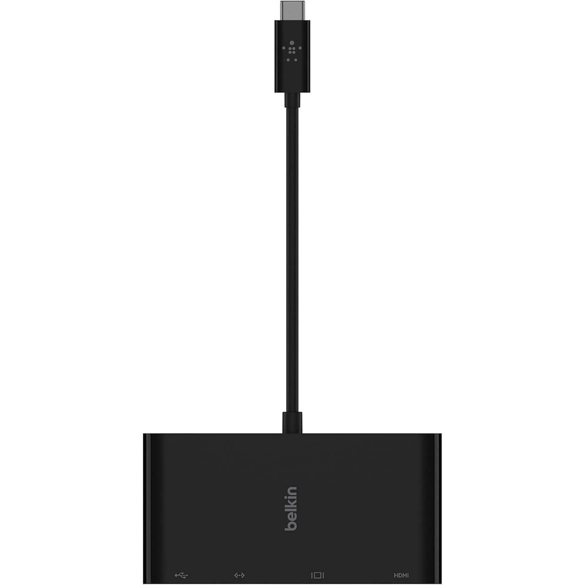 بيلكن محول متعدد المنافذ 4 في 1 USB-C إلى إيثرنت وHDMI وVGA وUSB-A باللون الأسود