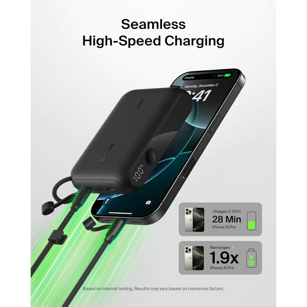 بيلكن باور بانك بوست تشارج أسود بسعة 10000mAh مع شاشة رقمية