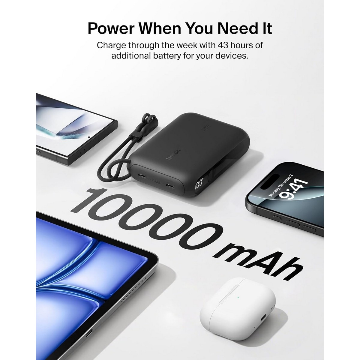 Belkin Black Boost Charge 10000mAh Digital Display Power Bank