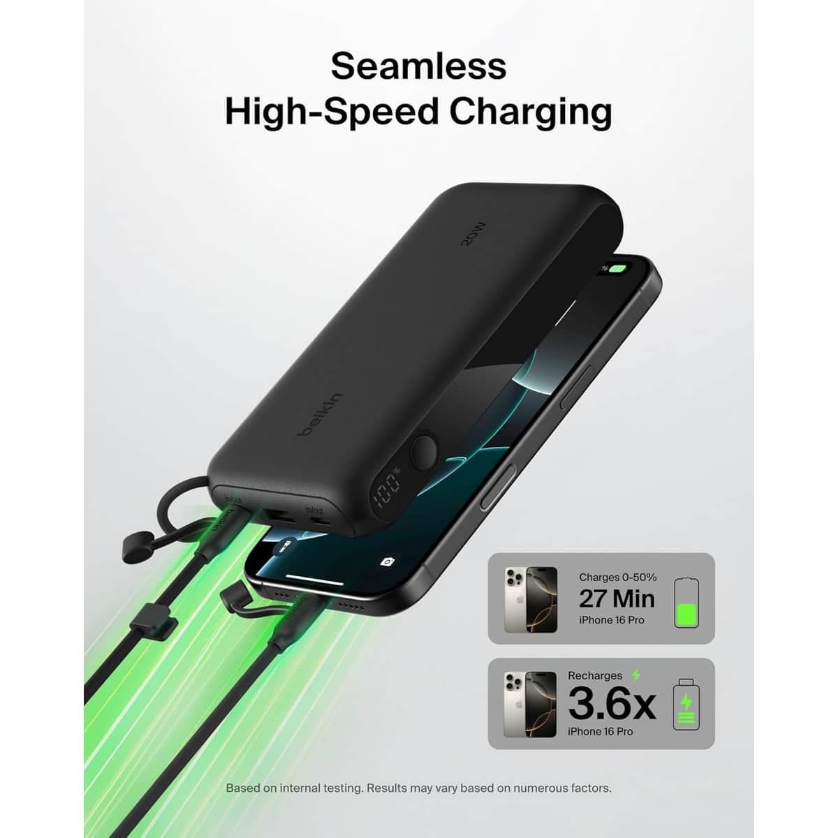 بيلكن باور بانك بوست تشارج أسود بسعة 20000mAh مع شاشة رقمية
