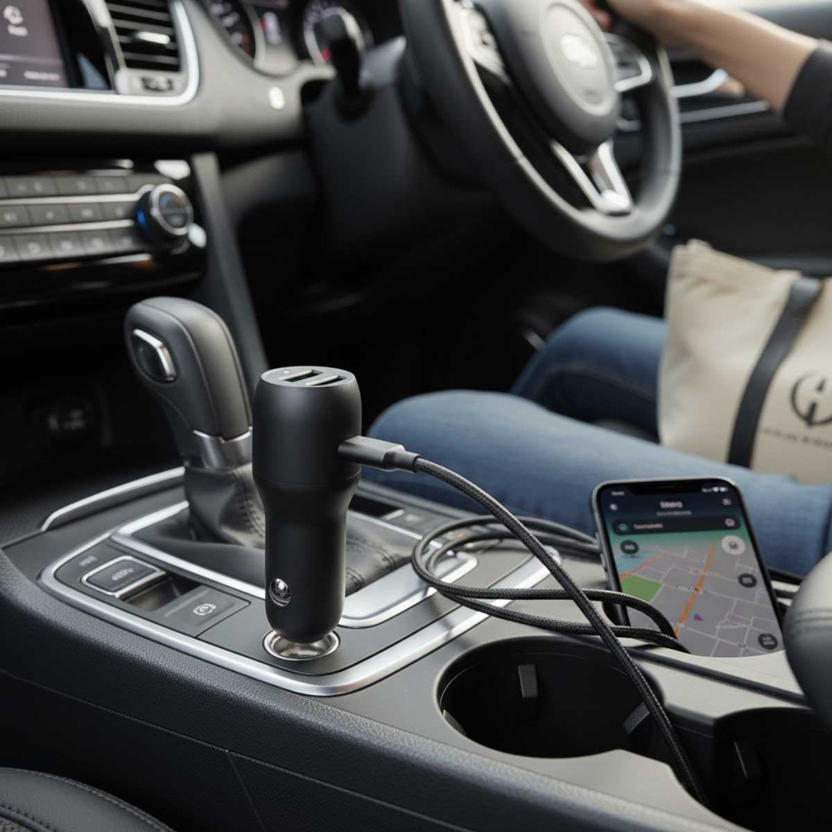 بيلكن أسود بوست تشارج شاحن سيارة USB-A مزدوج المنافذ بقدرة 24 واط