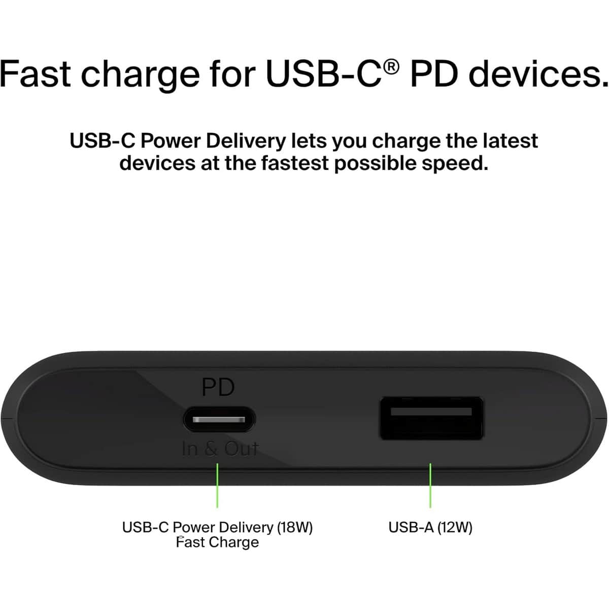 بيلكن أسود بوست تشارج باور بانك 10000mAh مع طقم كابل USB-C