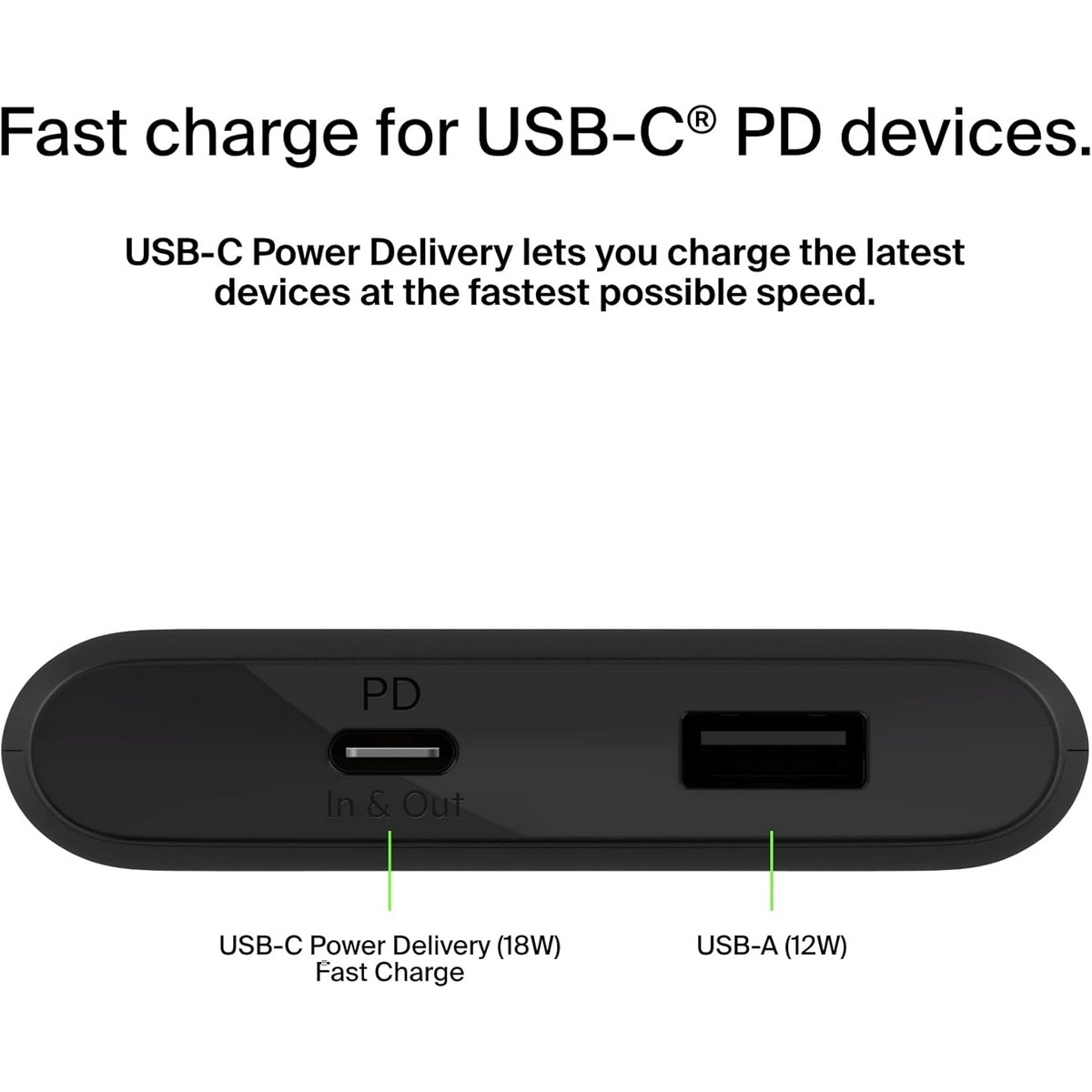 بيلكن أسود بوست تشارج باور بانك 10000mAh مع طقم كابل USB-C