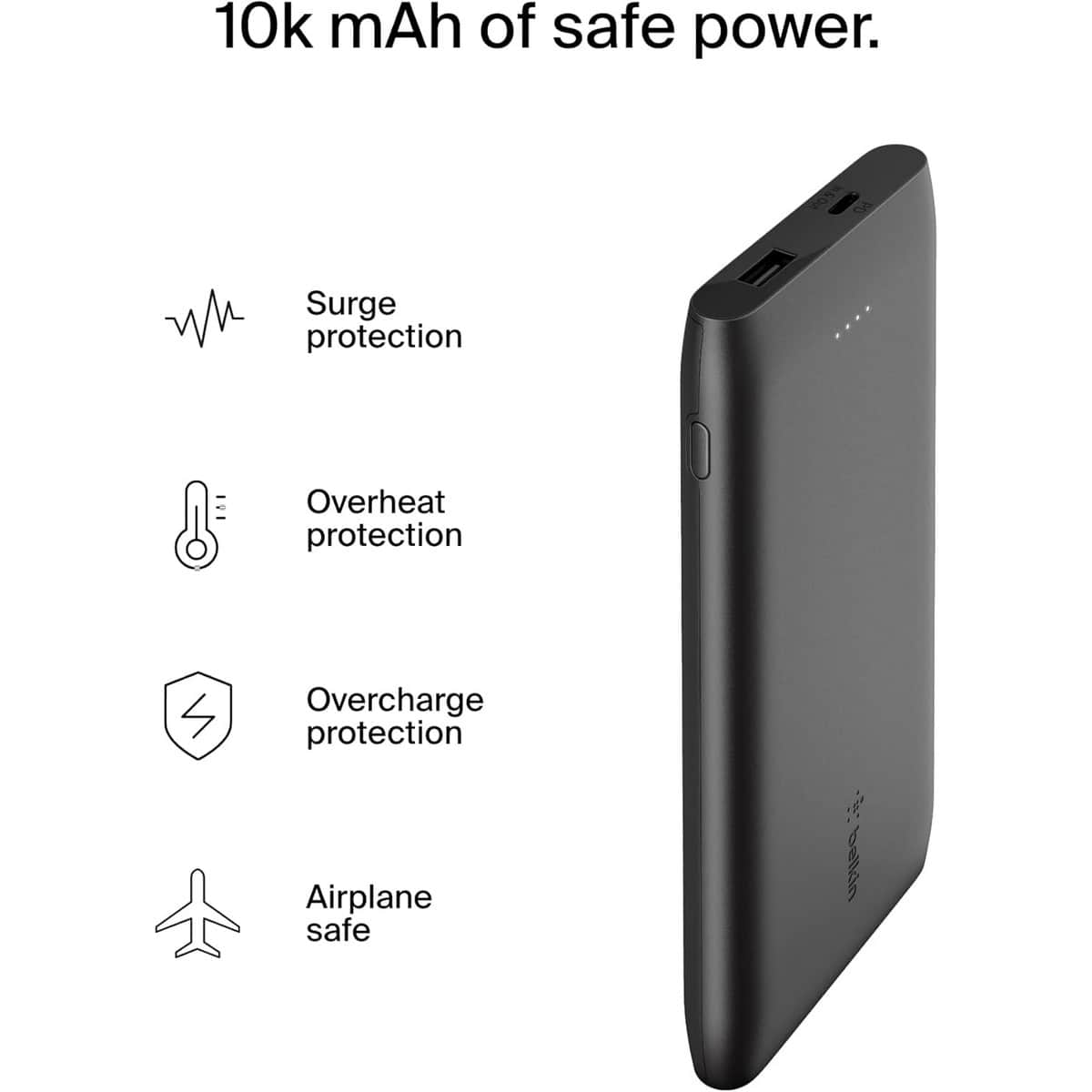 بيلكن أسود بوست تشارج باور بانك 10000mAh مع طقم كابل USB-C