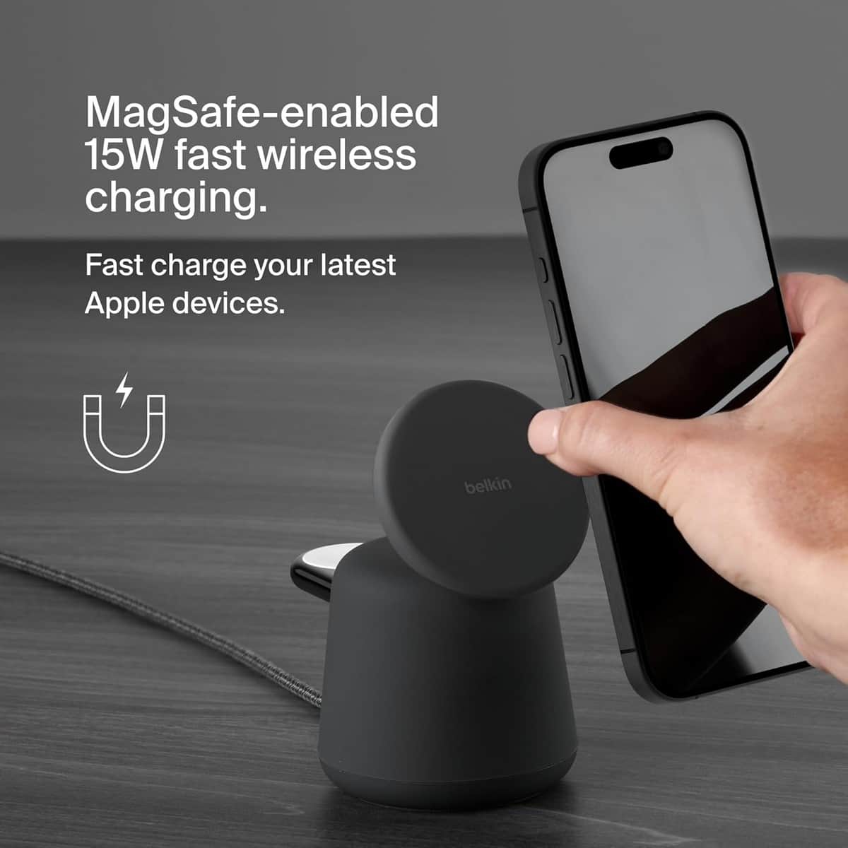 Belkin Boost Charge Pro MagSafe 15W 2-in-1 Wireless Charging Dock