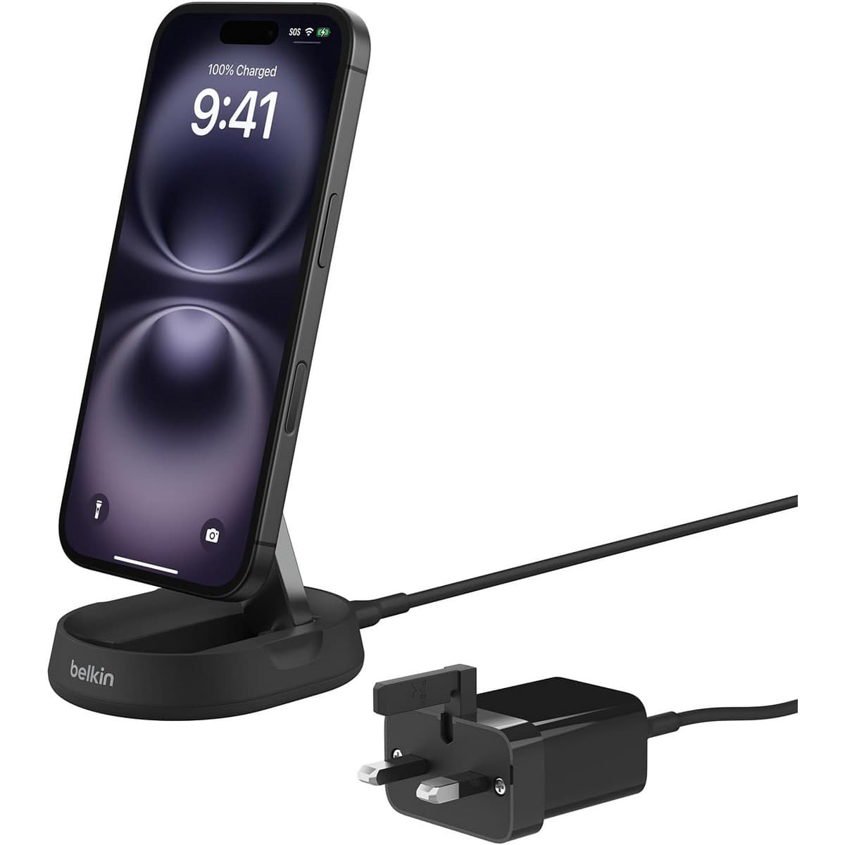 Belkin Black Boost Charge Pro Qi2 15W Convertible Magnetic Wireless Charging Stand with Power Supply Unit