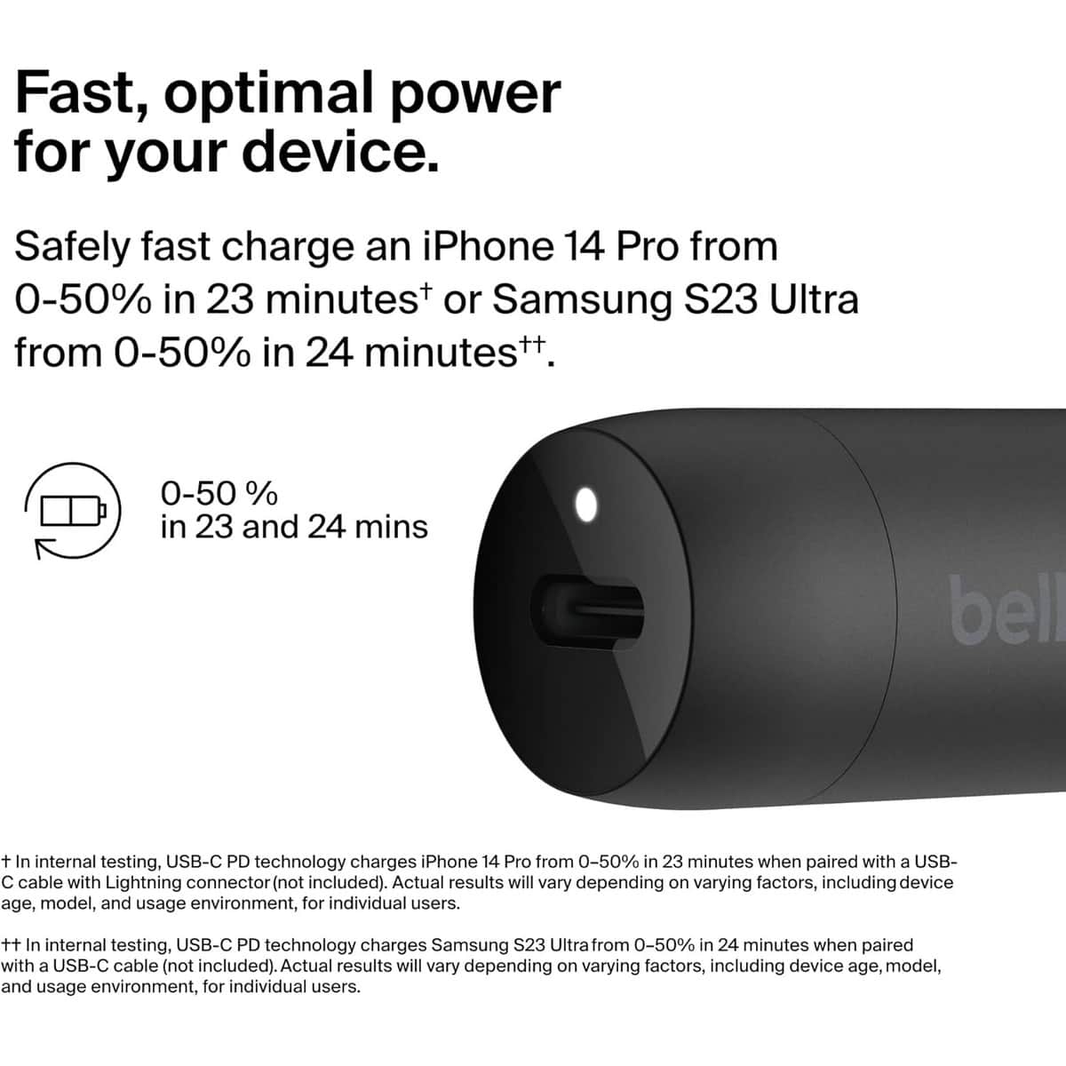 Belkin Black PPS PD 30W USB-C Car Charger