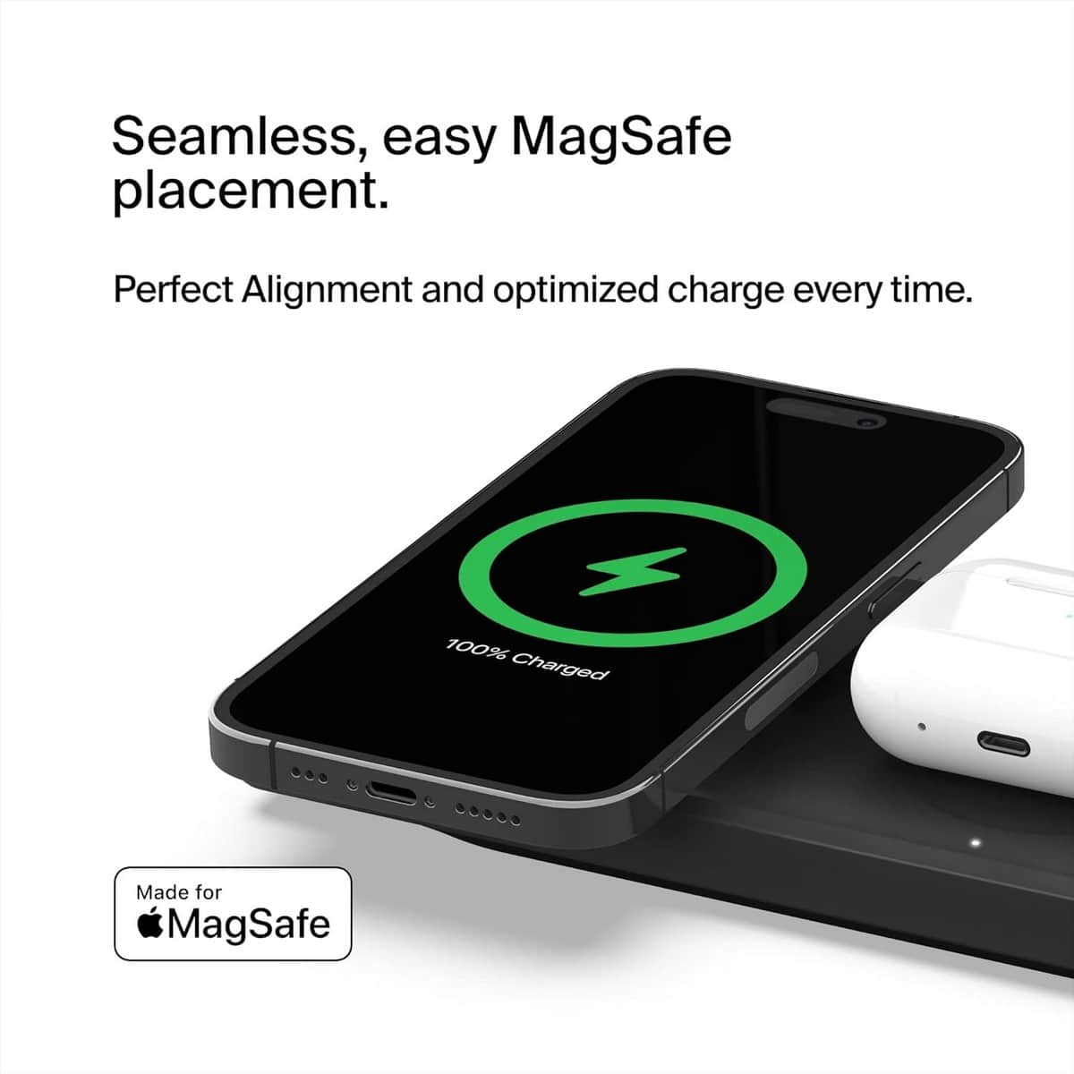 بيلكن أسود Pro MagSafe قاعدة شحن لاسلكية 3 في 1 بقدرة 15 واط