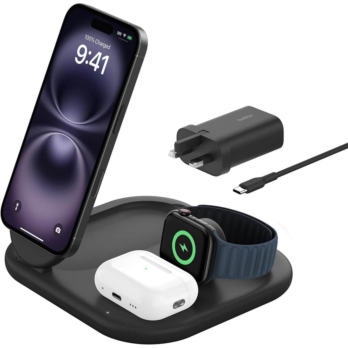 Belkin Qi2 3-in-1 Magnetic Wireless Charging Stand