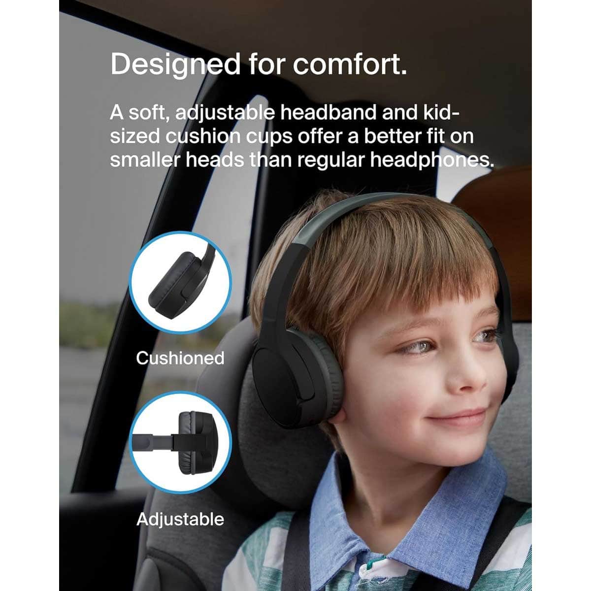 Belkin Black Soundform USB-C Wired On-Ear Kids Headphones