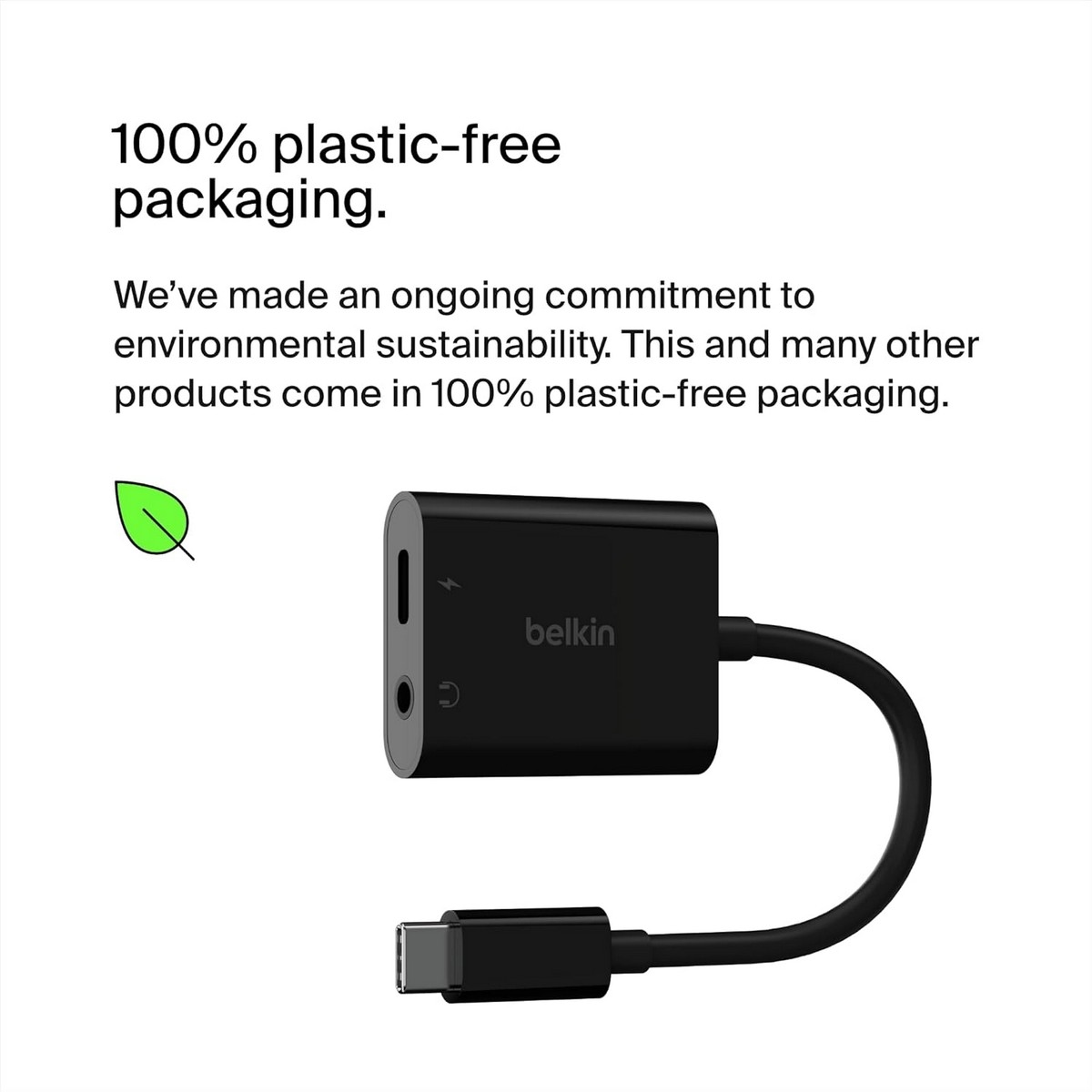 بيلكن محول USB-C إلى 3.5 ملم للصوت والشحن باللون الأسود