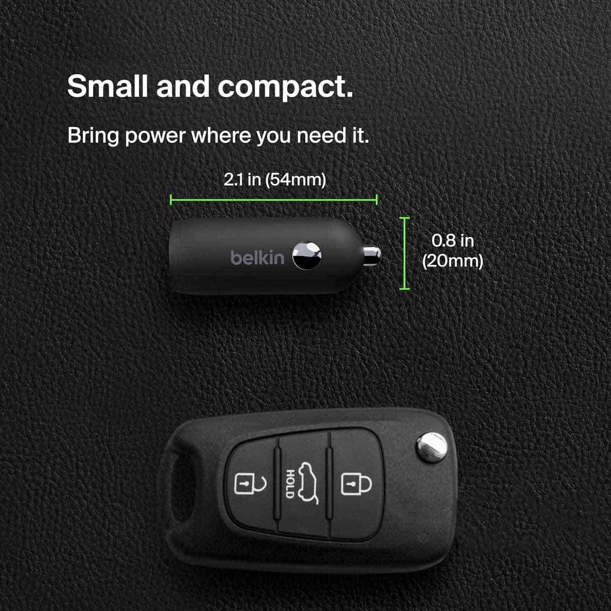 بيلكن أزرق PPS PD 30W شاحن سيارة USB-C مع طقم كابل PVC Lightning بطول 1 متر