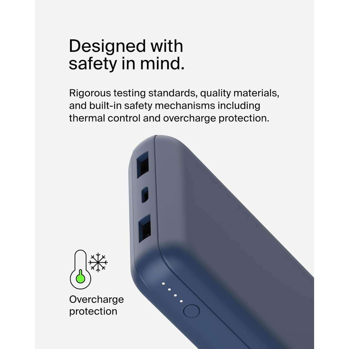 بيلكن باور بانك 20000mAh بقدرة 15 واط مع طقم كابل USB-A إلى USB-C
