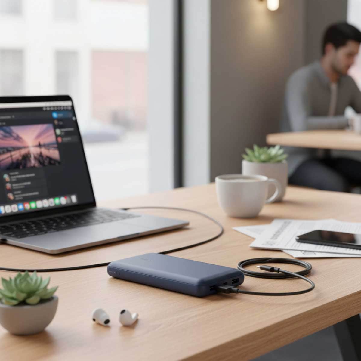 بيلكن باور بانك 20000mAh بقدرة 15 واط مع طقم كابل USB-A إلى USB-C