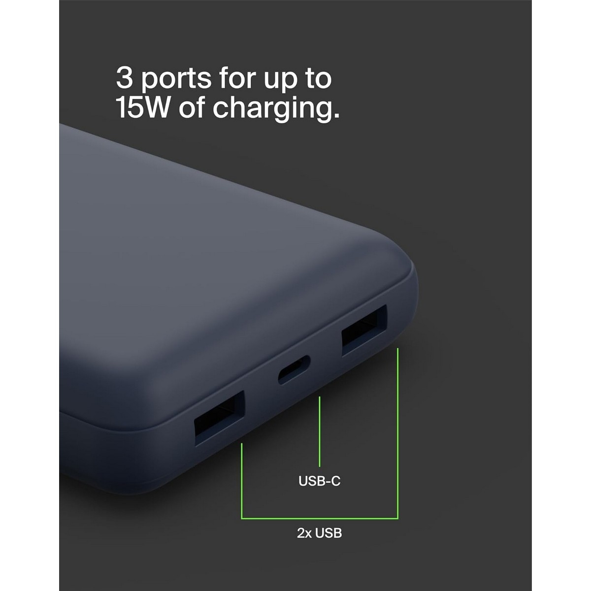 بيلكن باور بانك 20000mAh بقدرة 15 واط مع طقم كابل USB-A إلى USB-C