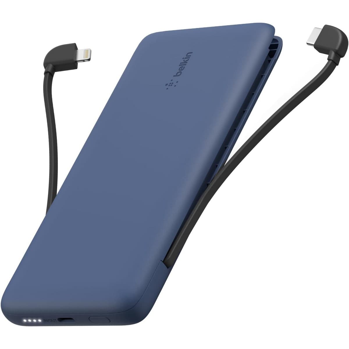 بيلكن باور بانك بوست تشارج PD أزرق بسعة 10000mAh بقدرة 18 واط مع كابلات USB-C ولايتنينج مدمجة