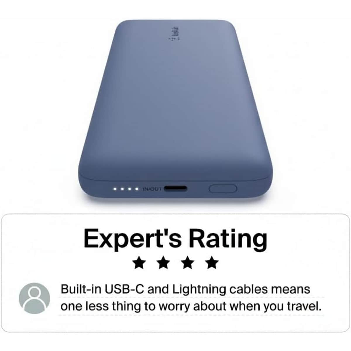Belkin Boost Charge PD 10000mAh 18W Built-In USB-C & Lightning Cables Power Bank