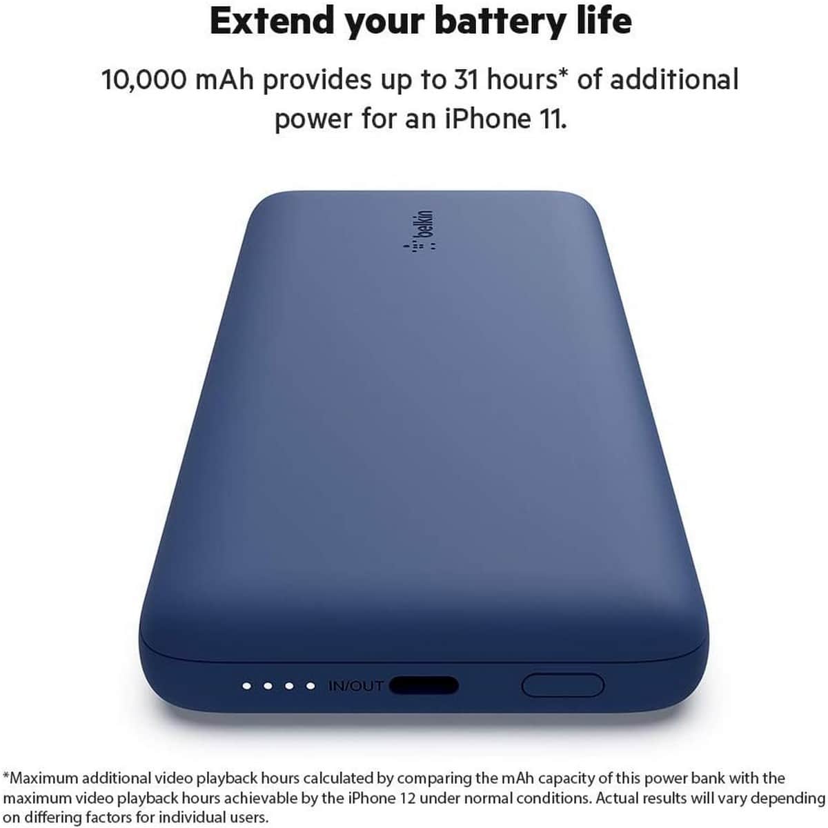 Belkin Boost Charge PD 10000mAh 18W Built-In USB-C & Lightning Cables Power Bank