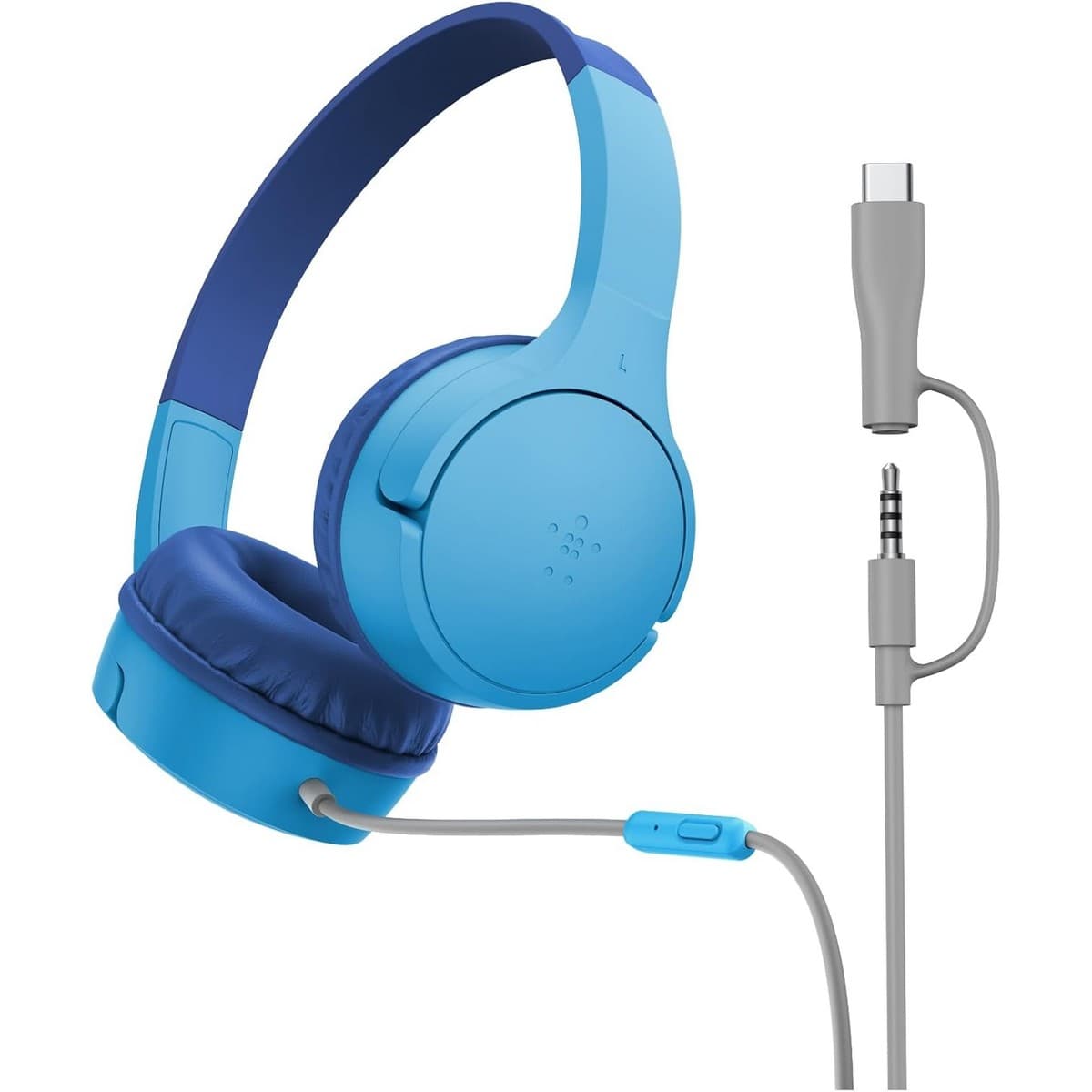 بيلكن سماعات أطفال ساوند فورم ميني سلكية USB-C و3.5 ملم بتصميم على الأذن باللون الأزرق
