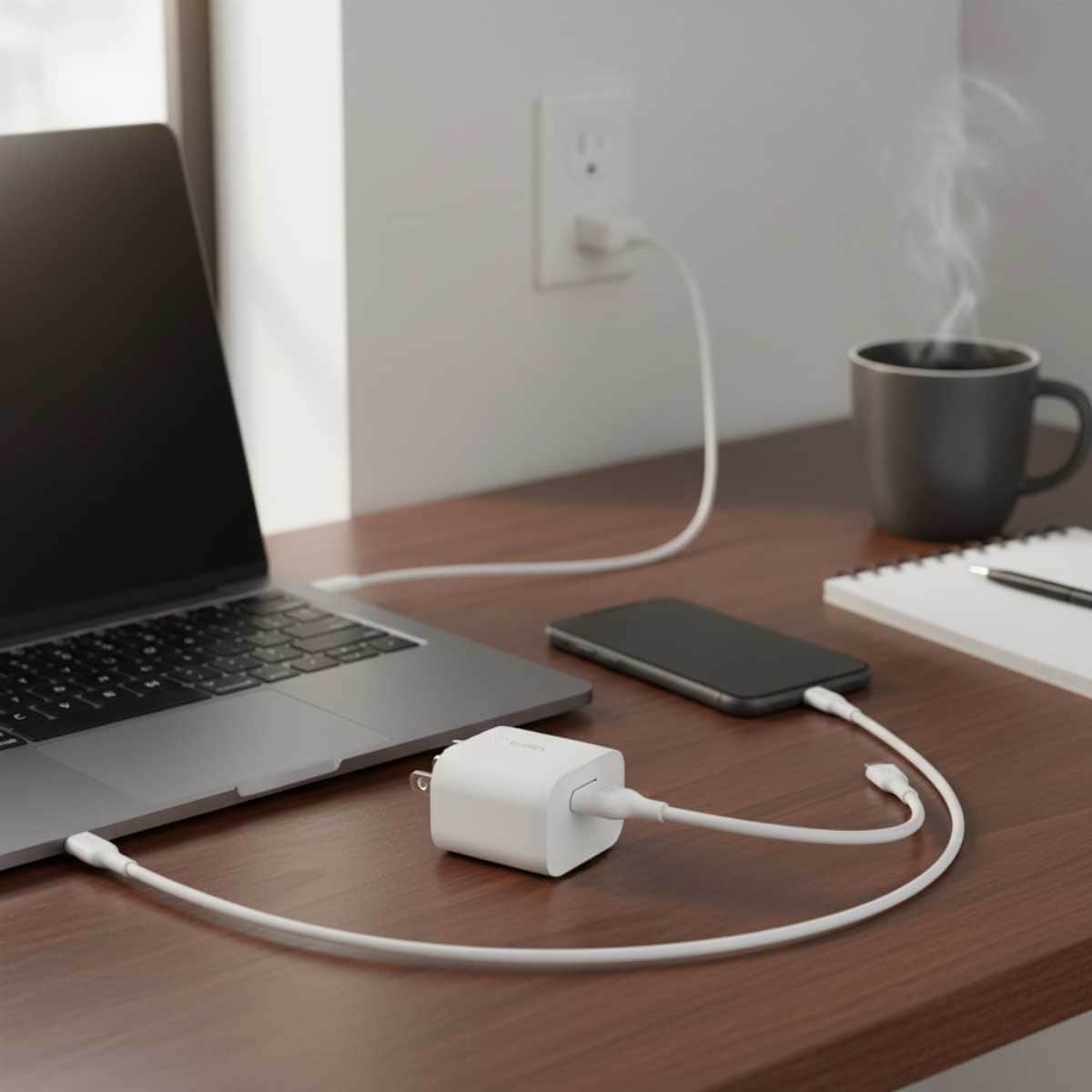 بيلكن بوست تشارج PPS 20W شاحن حائط USB-C مع طقم كابل USB-C إلى USB-C بطول 1 متر