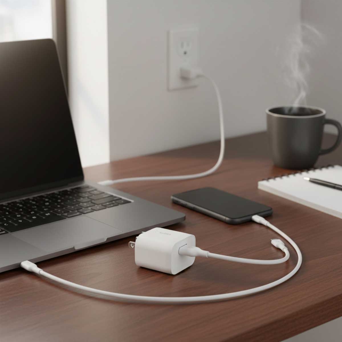 بيلكن بوست تشارج PPS 20W شاحن حائط USB-C مع طقم كابل USB-C إلى USB-C بطول 1 متر