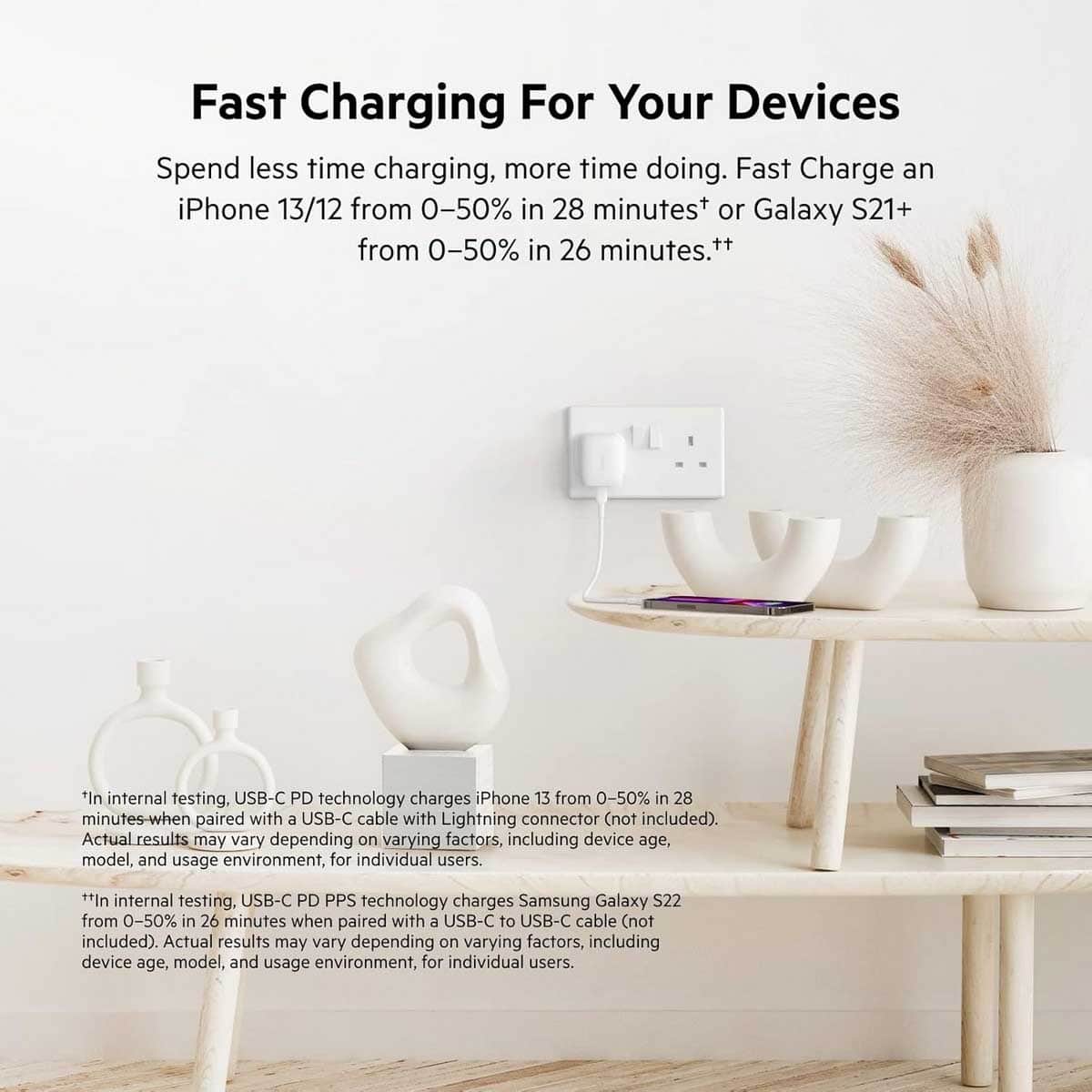 بيلكن بوست تشارج PPS 20W شاحن حائط USB-C مع طقم كابل USB-C إلى USB-C بطول 1 متر