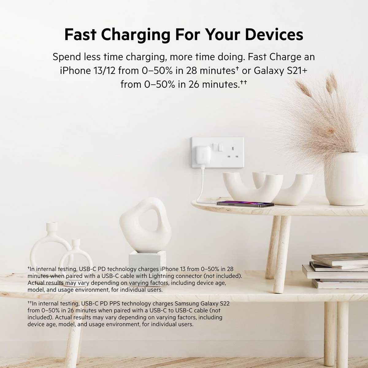 بيلكن بوست تشارج PPS 20W شاحن حائط USB-C مع طقم كابل USB-C إلى USB-C بطول 1 متر