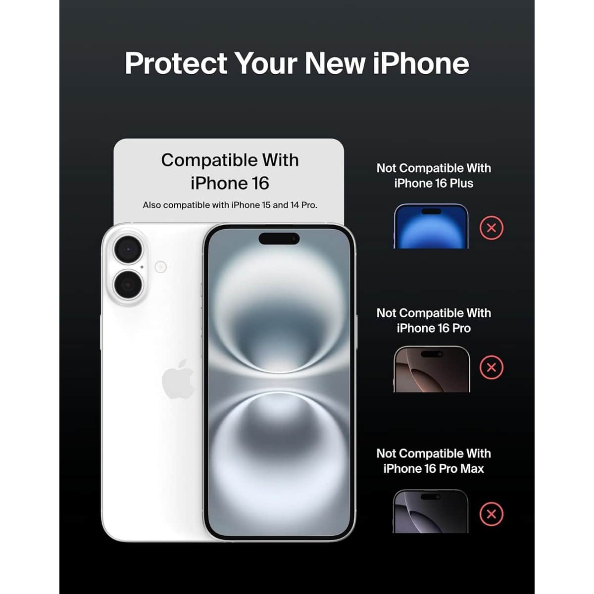 Belkin Clear Recycled Privacy Glass Screen Protector with EZ Tray for iPhone 16, 15 & 14 Pro