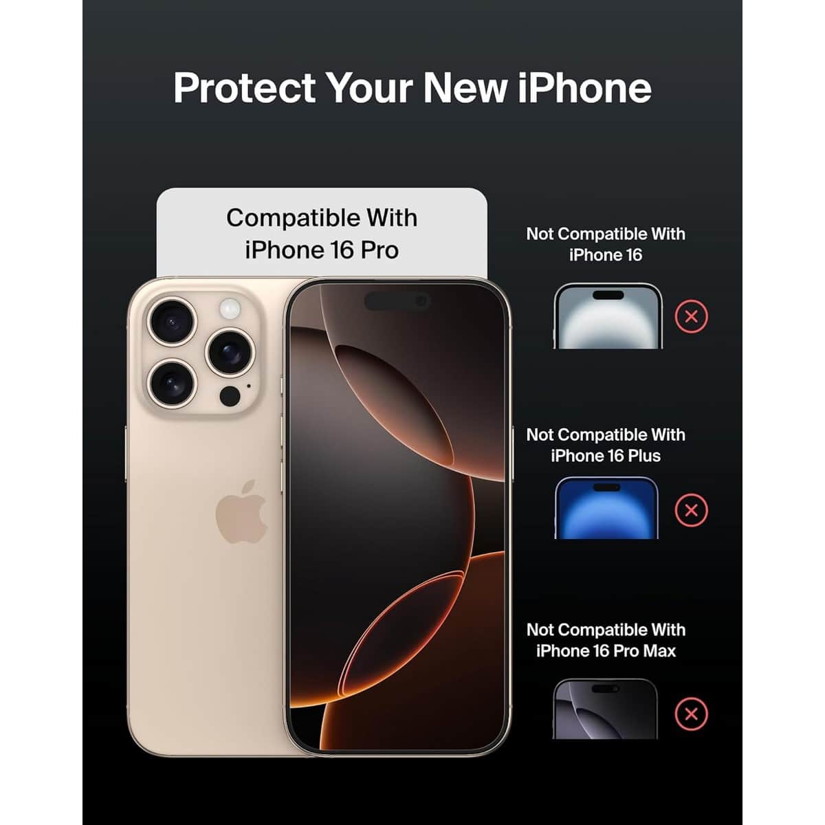 Belkin Clear Recycled Privacy Glass Screen Protector with EZ Tray for iPhone 16 Pro