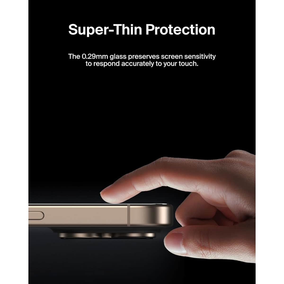 Belkin Clear Recycled Privacy Glass Screen Protector with EZ Tray for iPhone 16 Pro