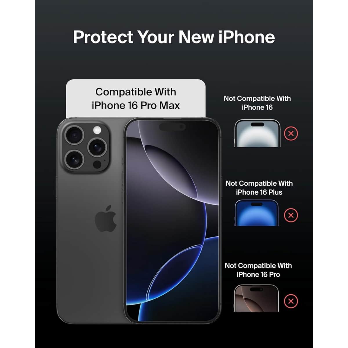 Belkin Clear Recycled Privacy Glass Screen Protector with EZ Tray for iPhone 16 Pro Max