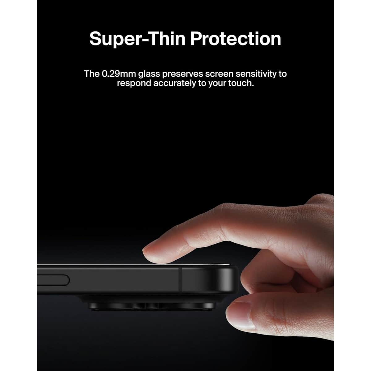 Belkin Clear Recycled Privacy Glass Screen Protector with EZ Tray for iPhone 16 Pro Max