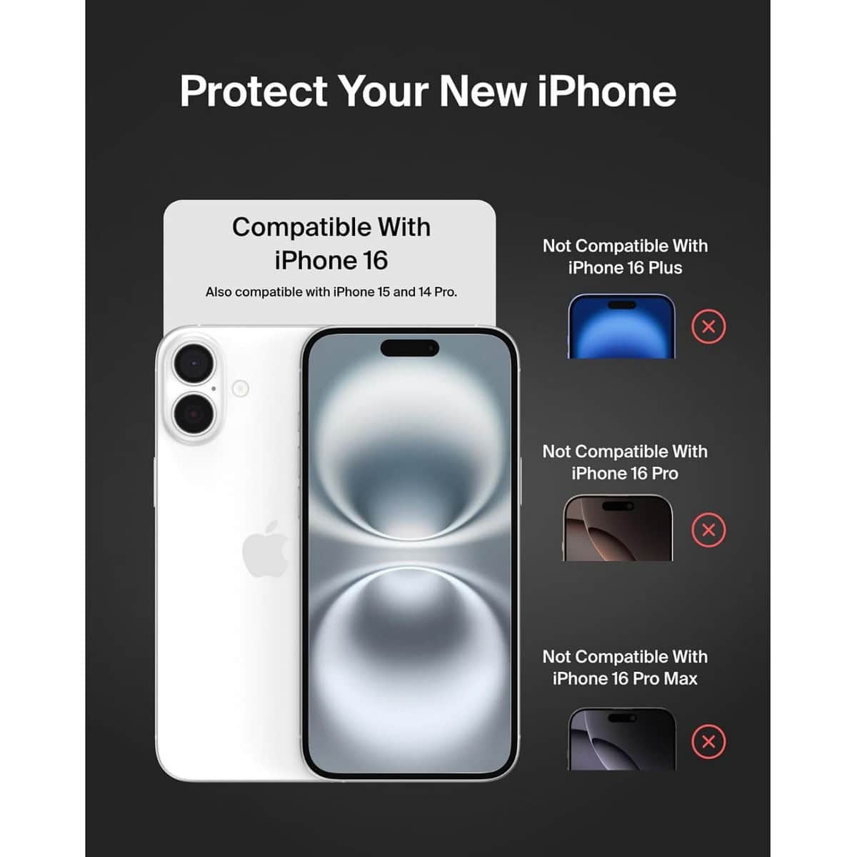 Belkin Clear Tempered Glass Screen Protector with EZ Tray for iPhone 14 Pro, 15 Pro & 16 Pro