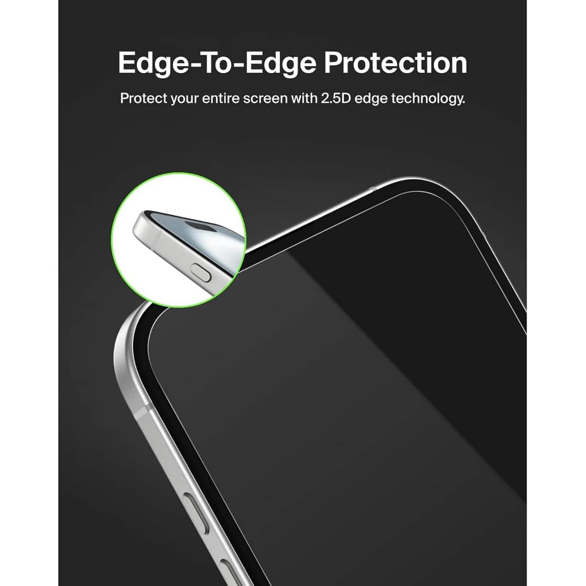 Belkin Clear Tempered Glass Screen Protector with EZ Tray for iPhone 14 Pro, 15 Pro & 16 Pro