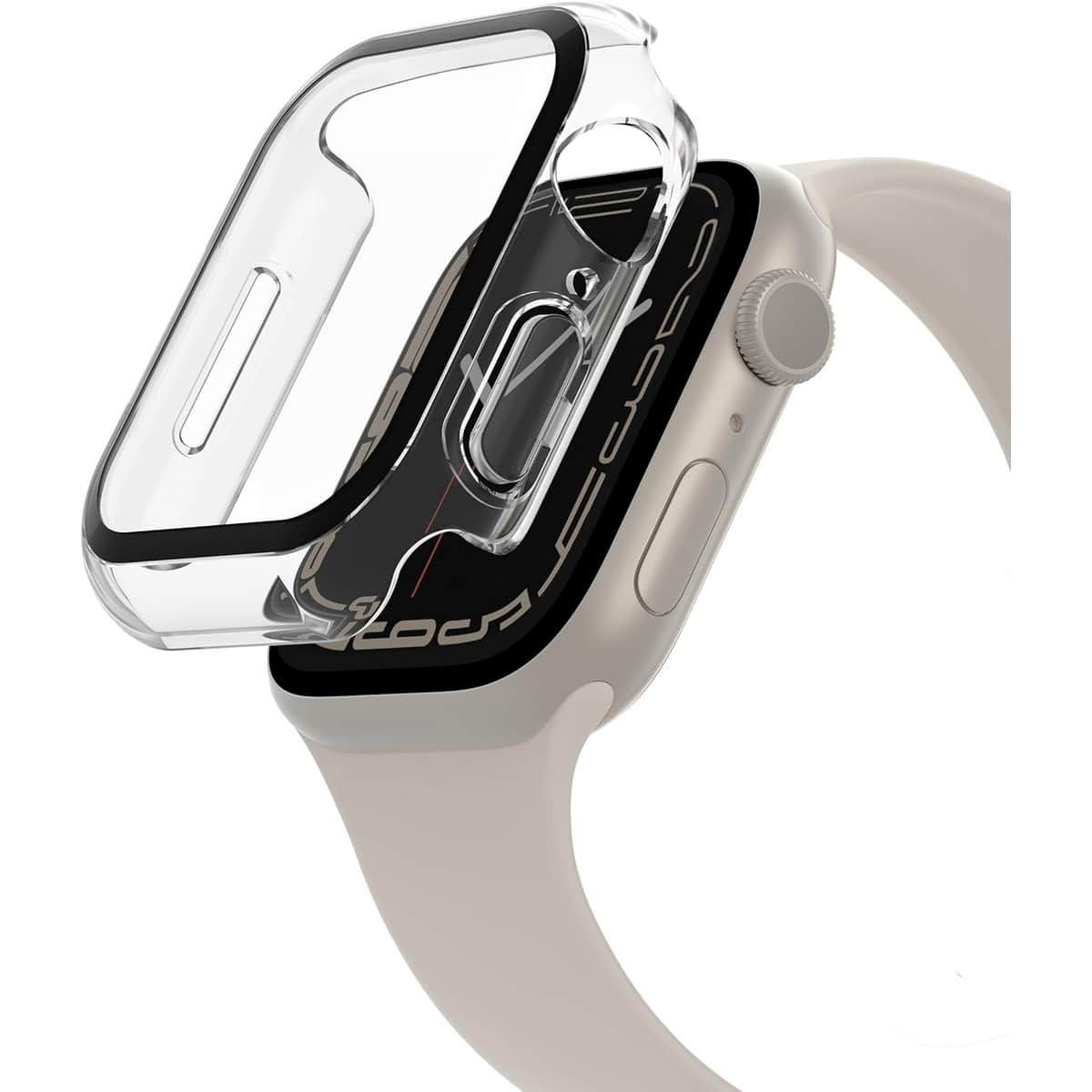 Belkin Clear TemperedCurve 41mm Screen Protector Bumper Case Set for Apple Watch Series 7