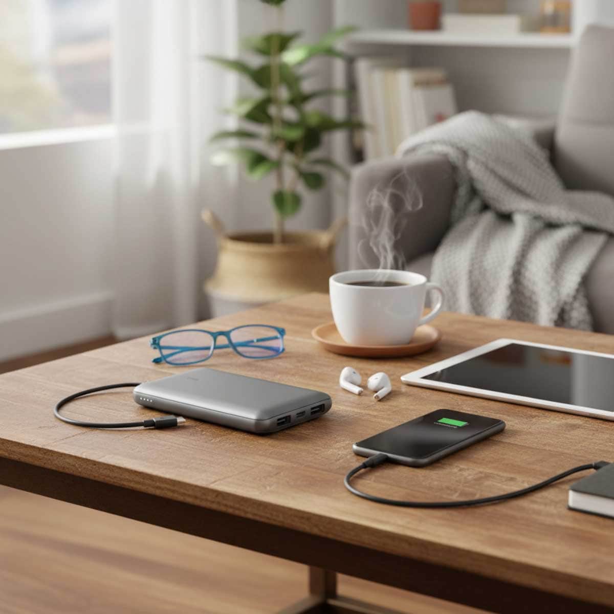 بيلكن باور بانك بوست تشارج بسعة 10000mAh مع 3 منافذ وطقم كابل USB-A إلى USB-C