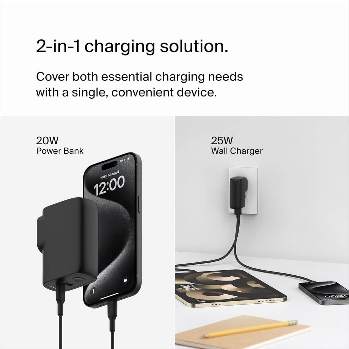 Belkin Hybrid AC 25W PPS Wall Charger & Power Bank 5000mAh Set