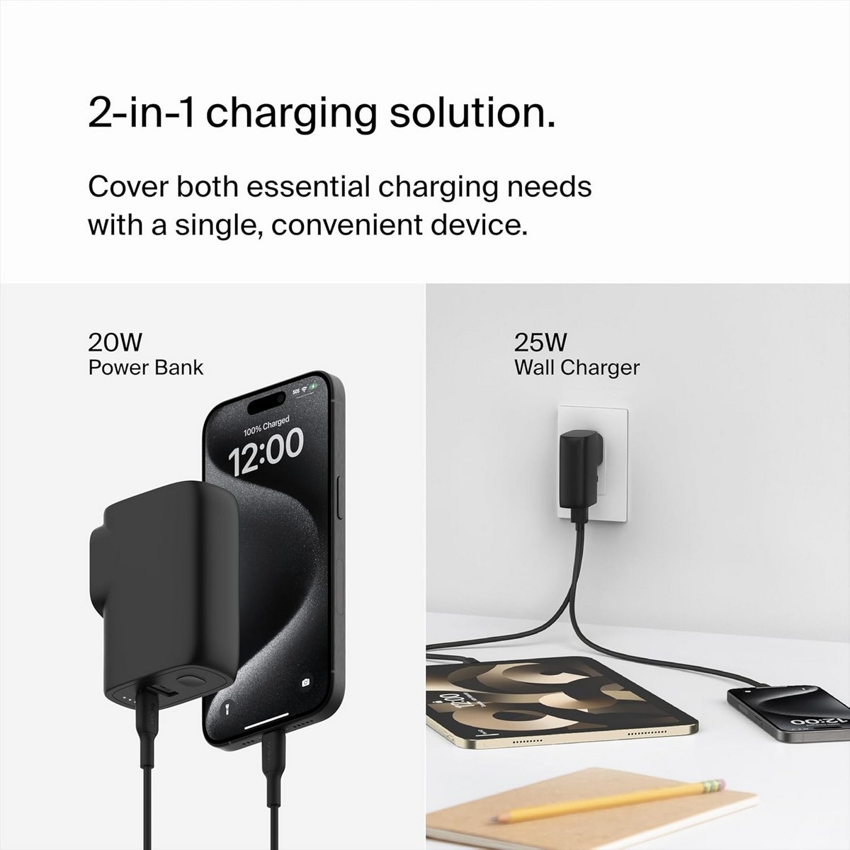 Belkin Hybrid AC 25W PPS Wall Charger & Power Bank 5000mAh Set