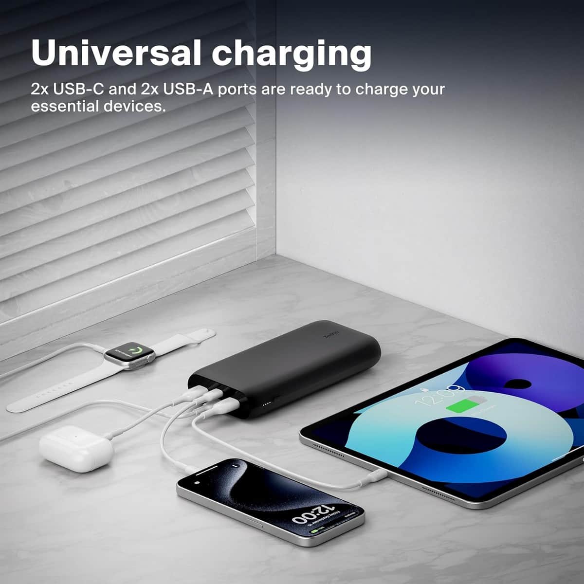 بيلكن PD 32W باور بانك 26000mAh بـ 4 منافذ