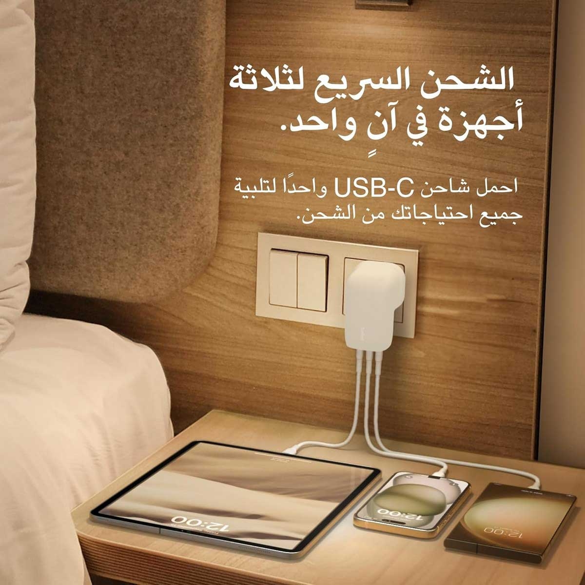 بيلكن PPS PD 67W شاحن حائط USB-C مع طقم كابل USB-C إلى USB-C بطول 2 متر