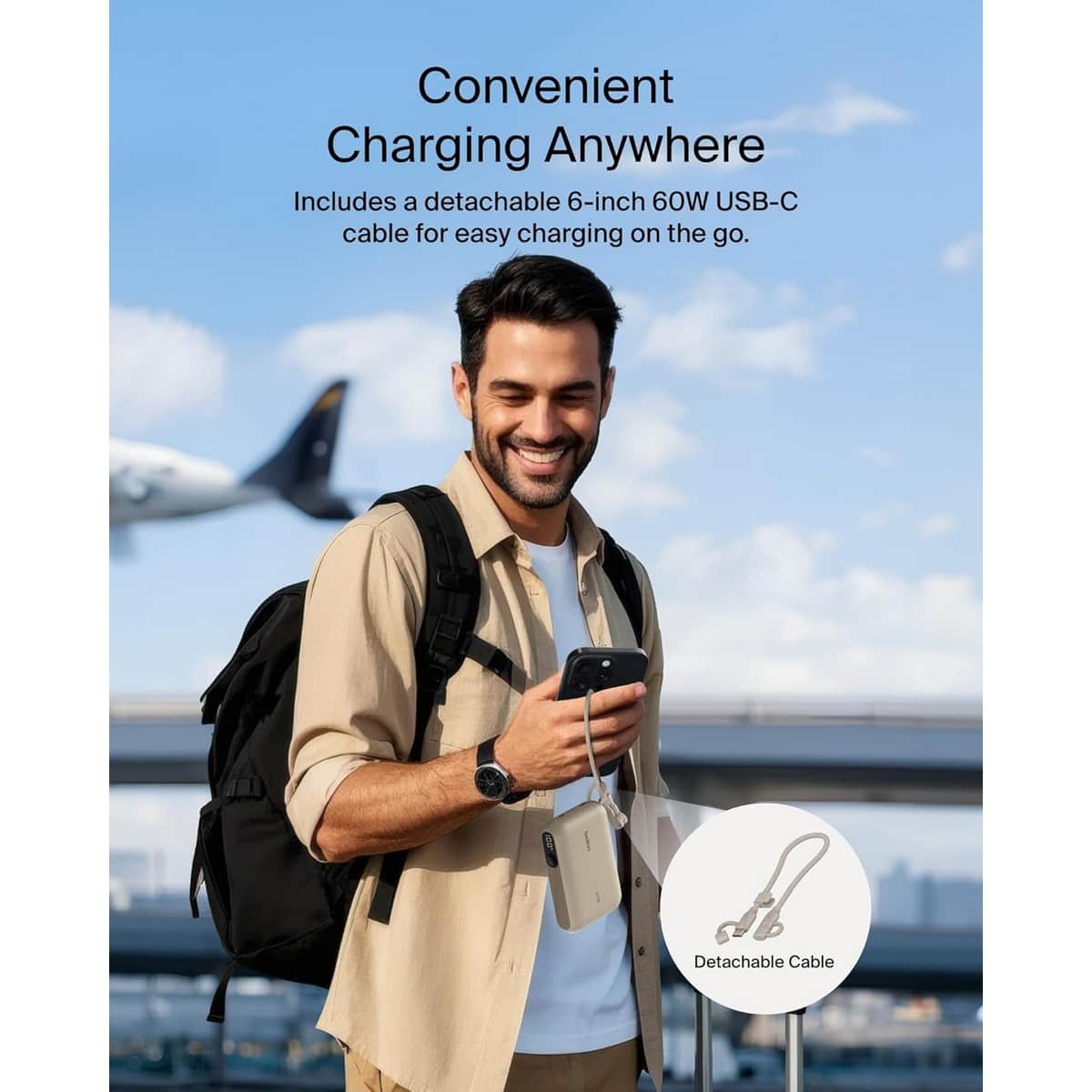 بيلكن باور بانك بوست تشارج PD بقدرة 20 واط وسعة 10000mAh مع شاشة رقمية وطقم كابل USB-C