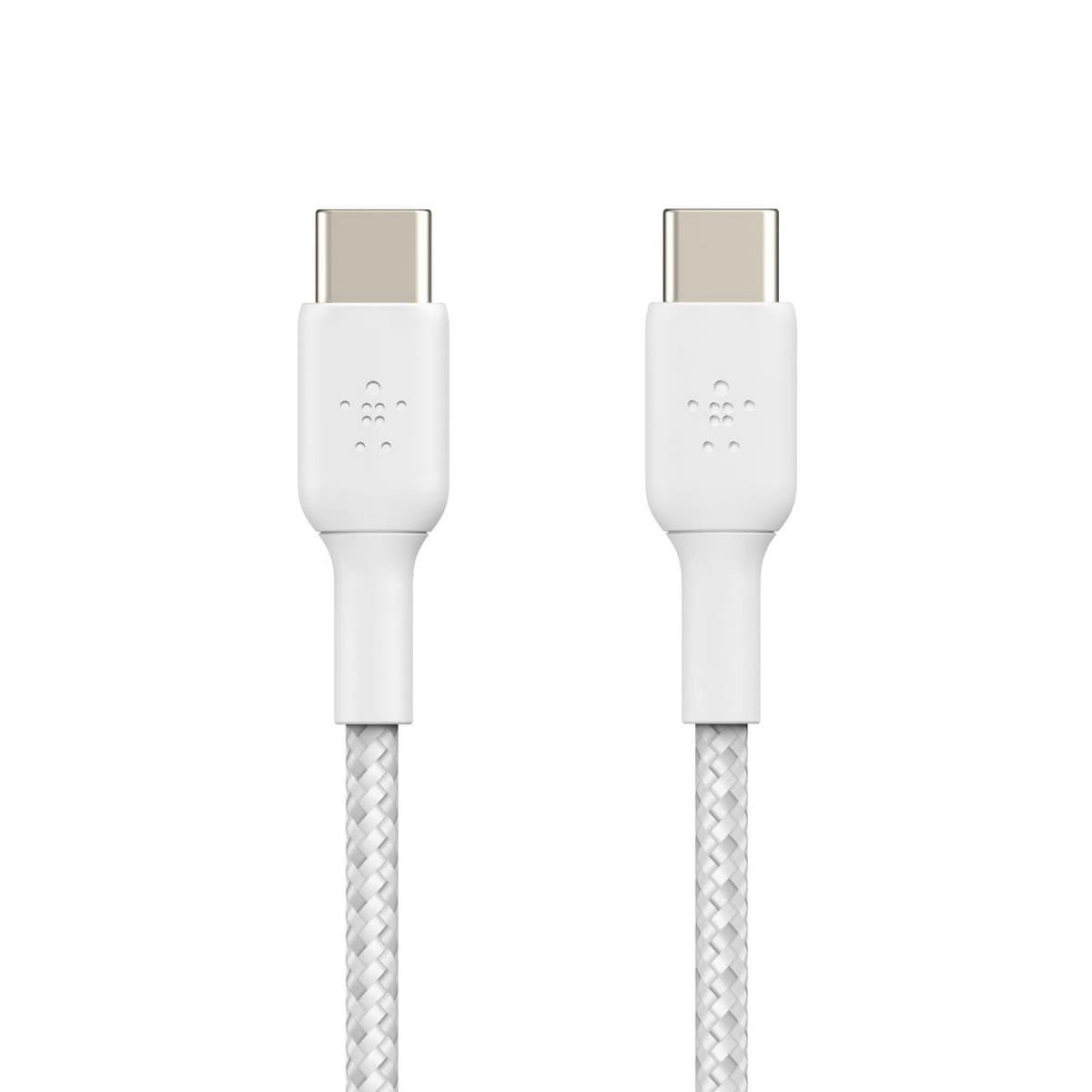 بيلكن كابل بوست تشارج مضفر USB-C إلى USB-C بقدرة 60 واط أبيض بطول 1 متر
