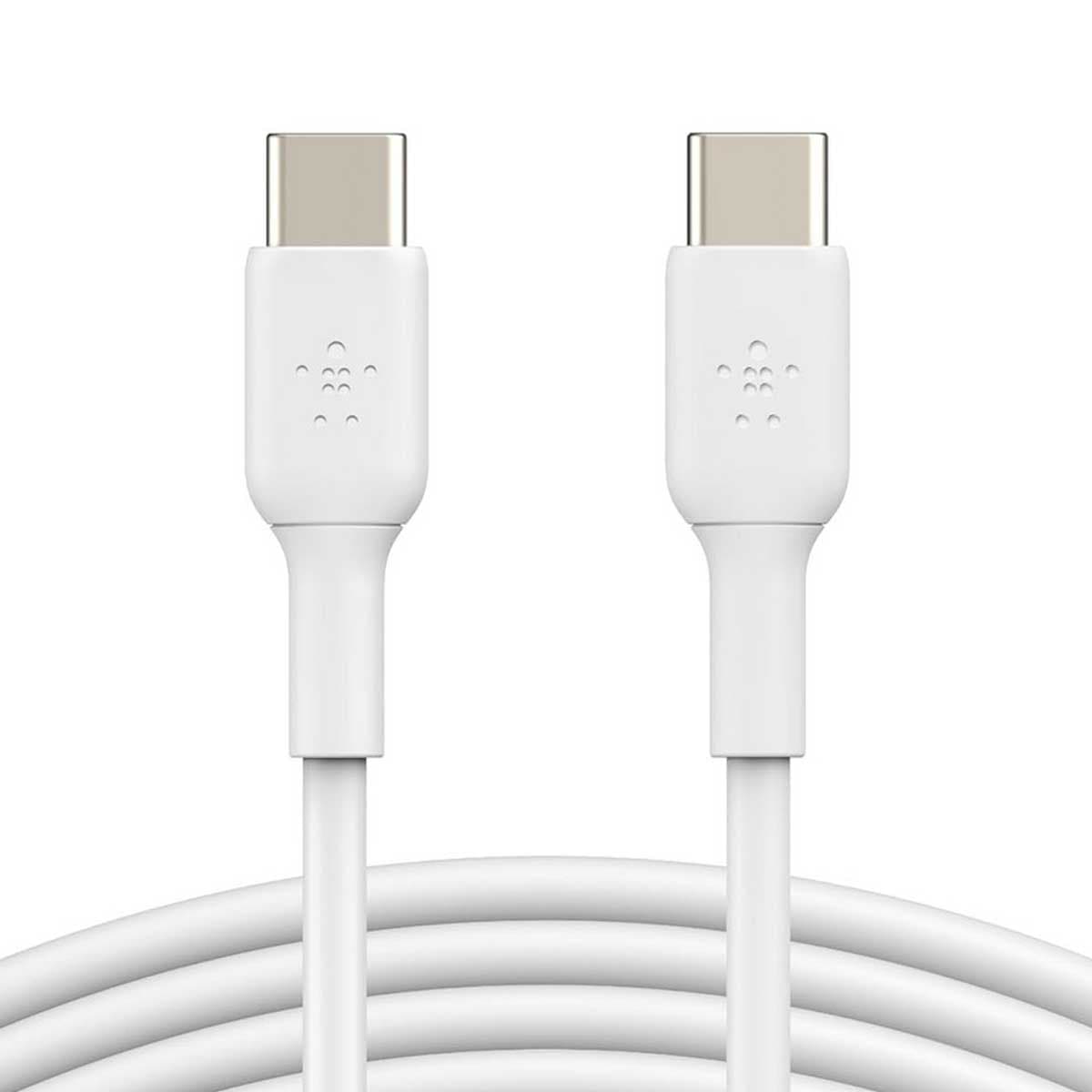 بيلكن كابل بوست تشارج USB-C إلى USB-C بقدرة 60 واط أبيض بطول 2 متر