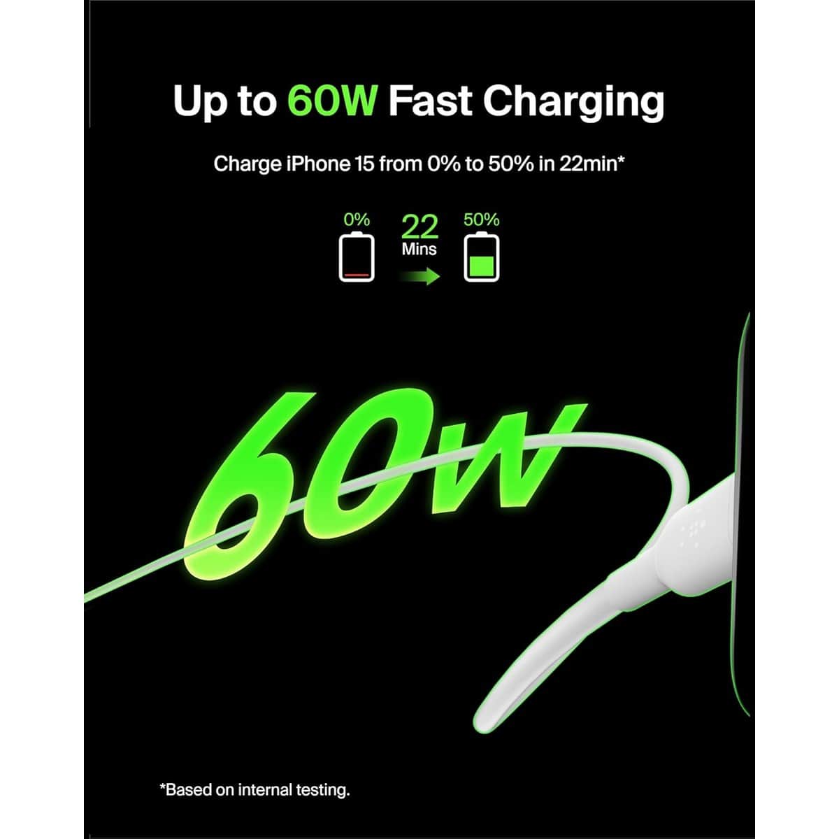 بيلكن كابل بوست تشارج USB-C إلى USB-C بقدرة 60 واط