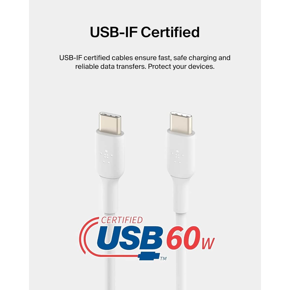 بيلكن كابل بوست تشارج USB-C إلى USB-C بقدرة 60 واط