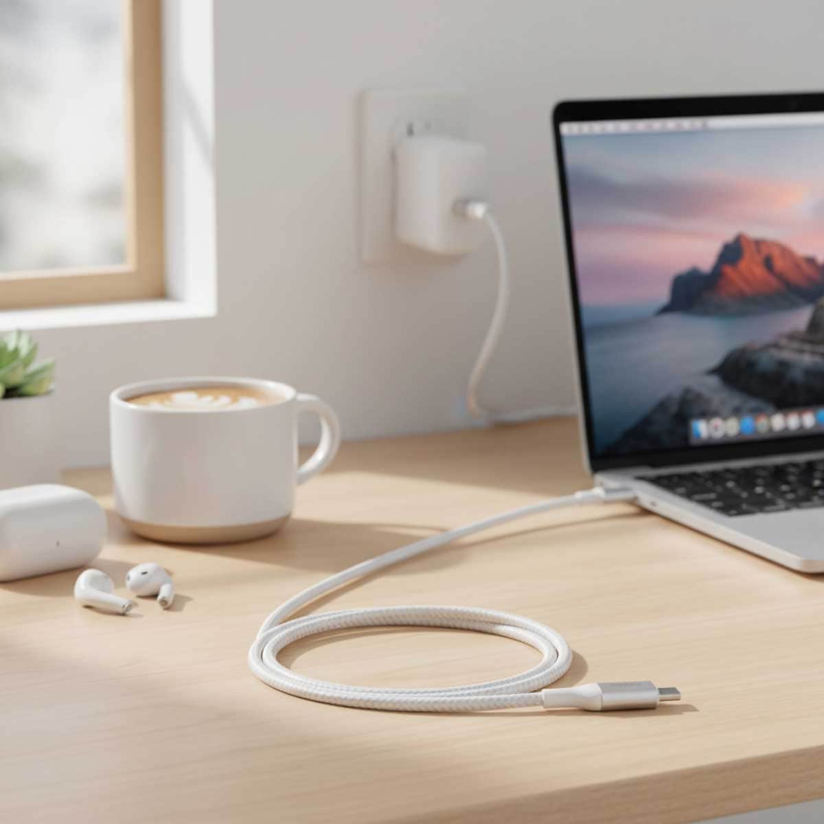 بيلكن كابل بوست تشارج مضفر USB-C إلى USB-C بقدرة 240 واط PD