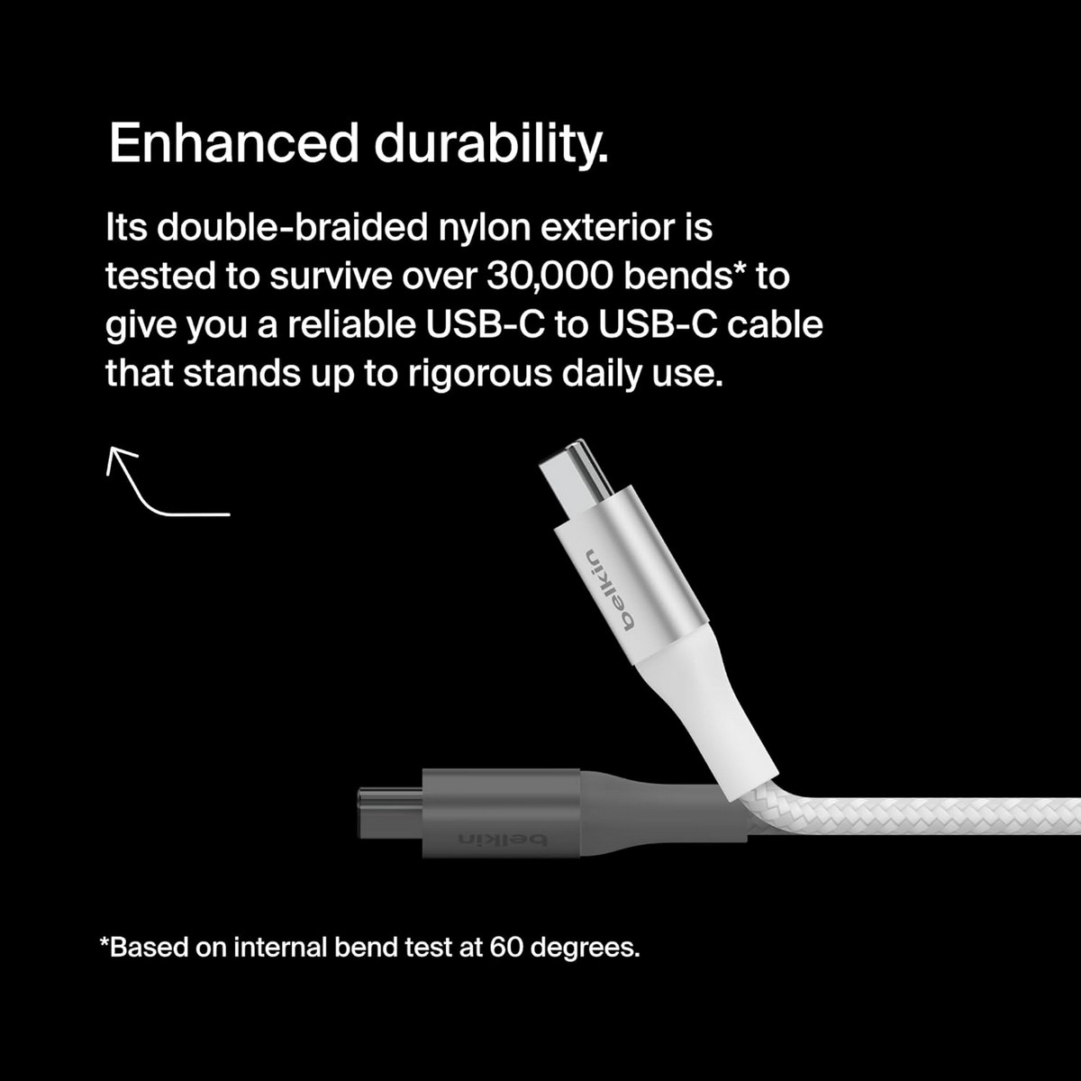 بيلكن كابل بوست تشارج مضفر USB-C إلى USB-C بقدرة 240 واط PD