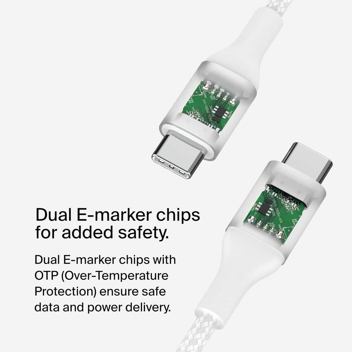 بيلكن كابل بوست تشارج مضفر USB-C إلى USB-C بقدرة 240 واط PD