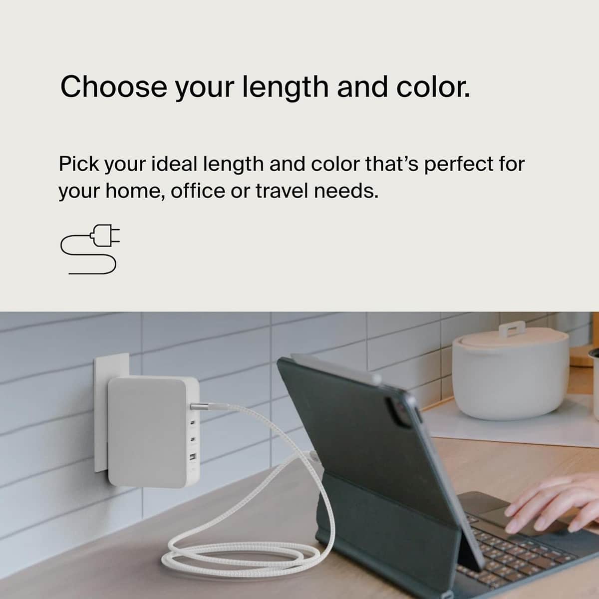 بيلكن كابل بوست تشارج مضفر USB-C إلى USB-C بقدرة 240 واط PD