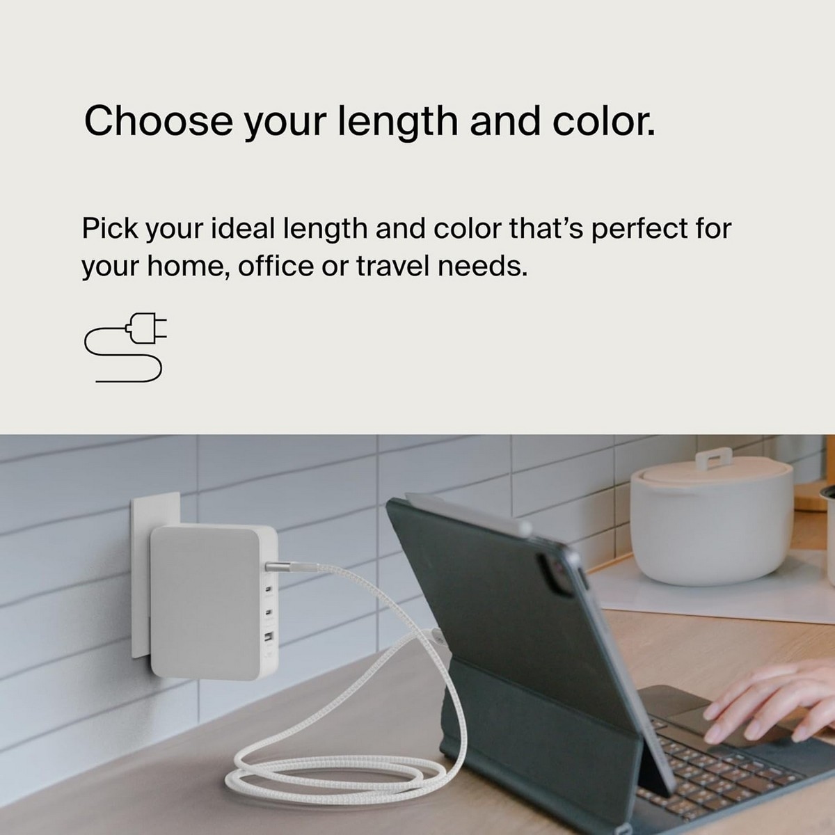 بيلكن كابل بوست تشارج مضفر USB-C إلى USB-C بقدرة 240 واط PD